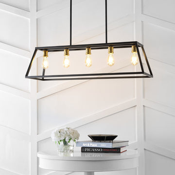 Floyd 38" Adjustable Iron Farmhouse Vintage LED Dimmable Pendant